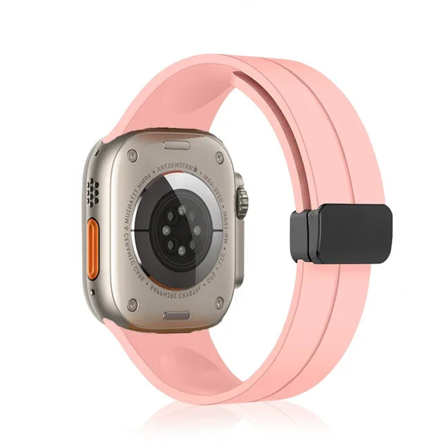 Magnetic Silicone band For Apple Watch band 44mm 45mm 49mm 40mm 41mm 42mm 38mm correa band Apple Watch Series 7 8 SE 6 9 Ultra 2