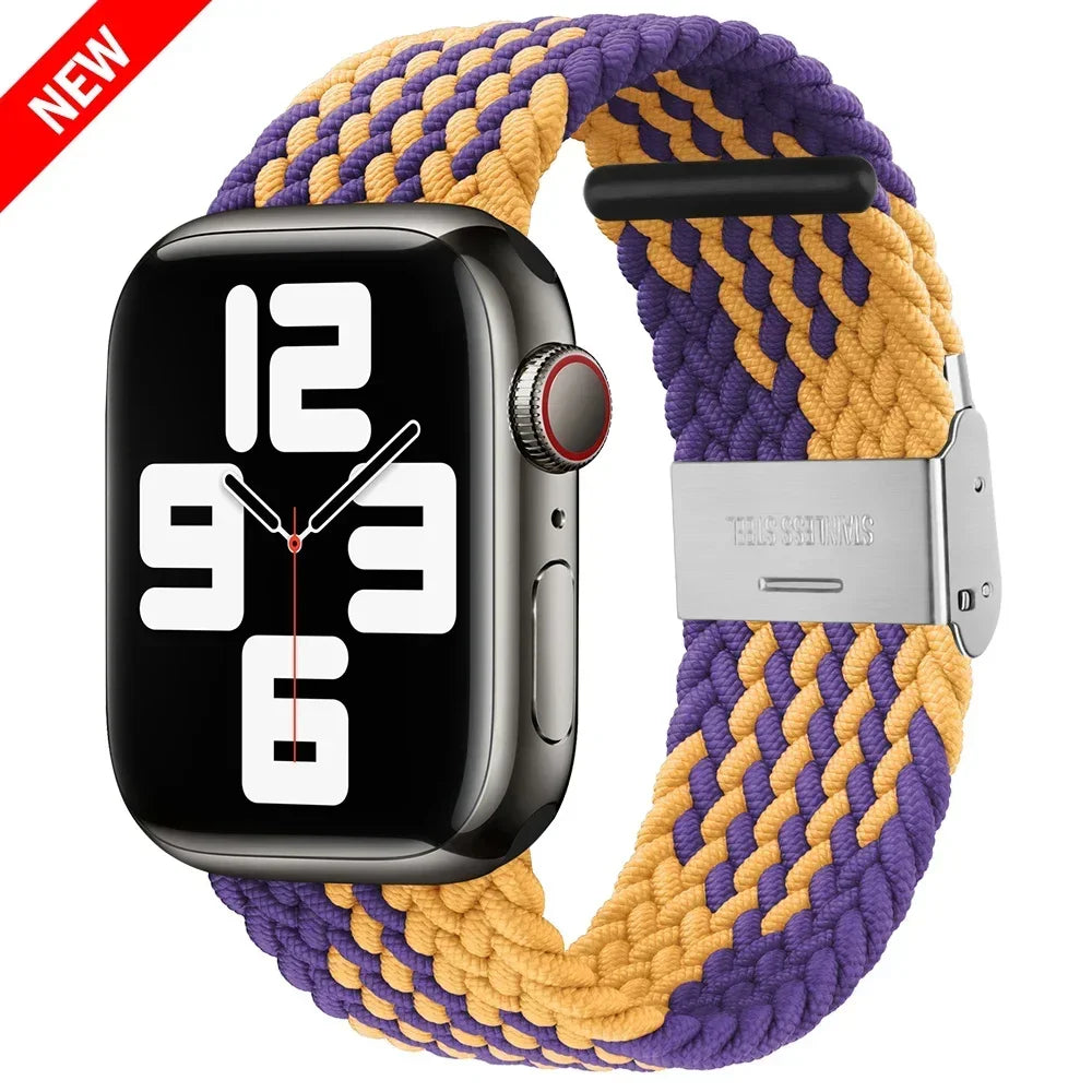 Braided Solo Loop For Apple Watch Ultra band 49mm 45mm 40mm 41mm 44mm Nylon Elastic band Apple Watch Series 10 9 8 SE 6 7 5 4 band