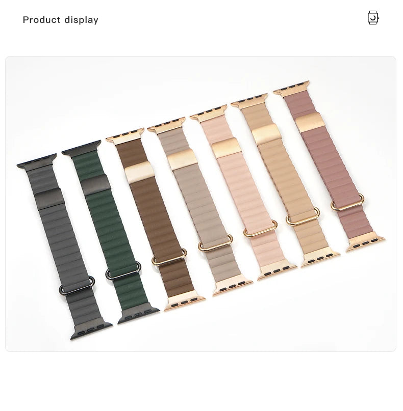 Luxury Leather band For Apple Watch Ultra 10 9 8 7 6 5 4 Woman Magnetism band For Apple Watch 38mm 40mm 45mm 42mm 46mm 49mm