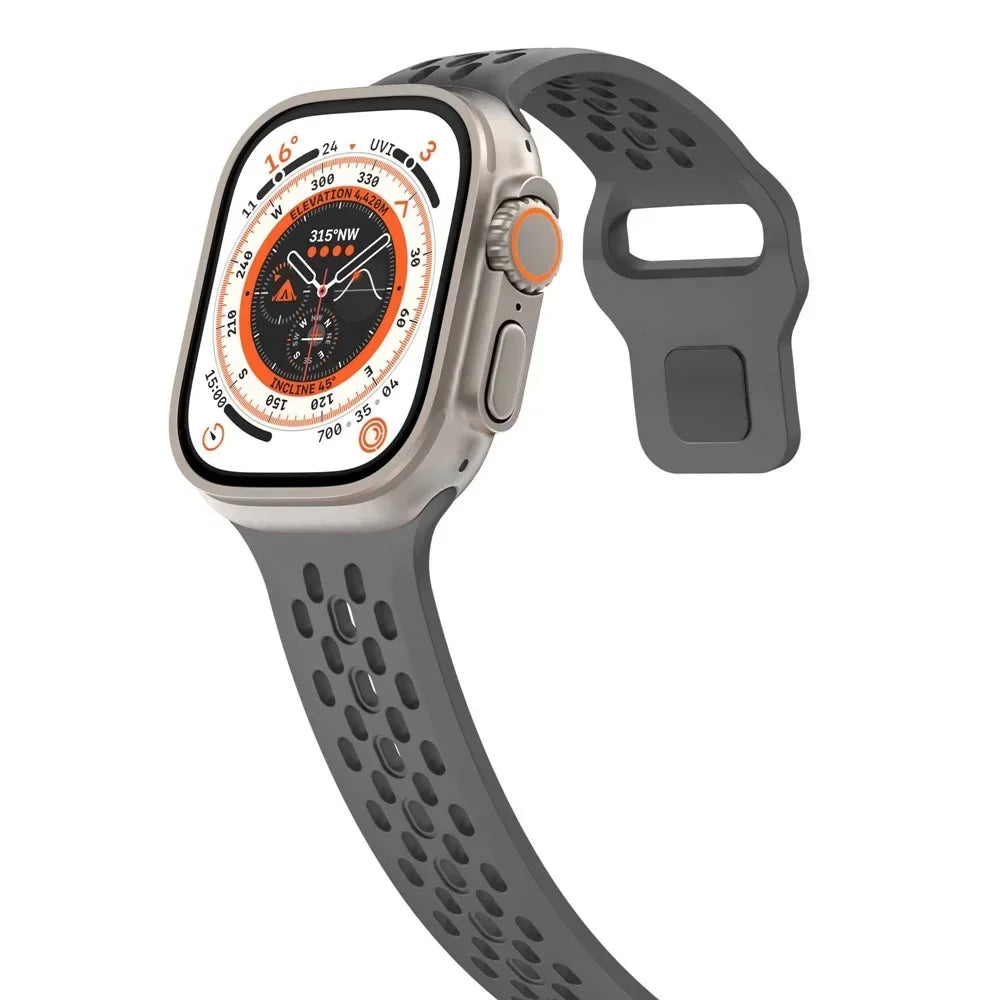 Sport Silicone band for Apple Watch Ultra 2 1 10 42mm 46mm 49mm Soft Breathable band Wristband Apple Watch Series 9 8 7 6 5 4 SE Band