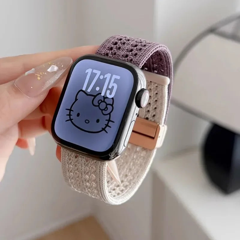 Braided band For Apple Watch band 44mm 40mm 45mm 46mm 49mm 41mm 38mm Magnetic Nylon band Apple Watch Series SE 7 6 8 9 10 Ultra 2