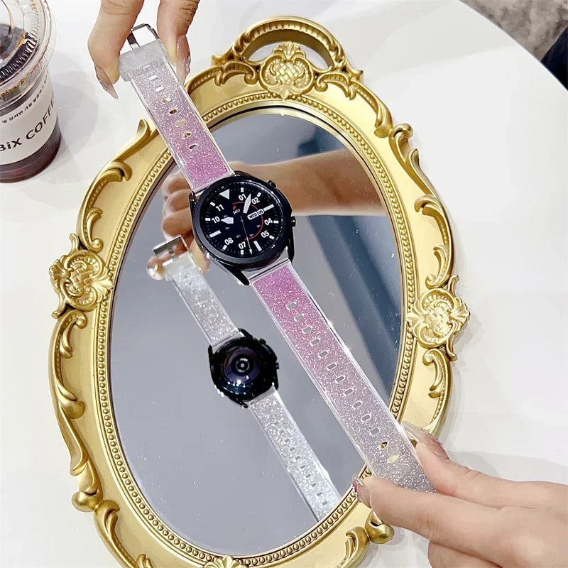 20mm/22mm strap For Samsung Galaxy watch 7-5-pro-6-4-classic 40mm 44mm Bling Transparent bracelet Huawei GT 4/3/2/2e/pro band