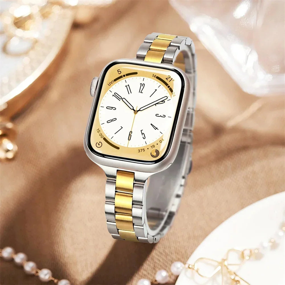 bands for Apple Watch band 10 46mm 44mm 45mm 40mm 42mm 41mm Slim Stainless steel band Ultra 49mm Apple Watch Series 9 8 7 6 SE 5 4