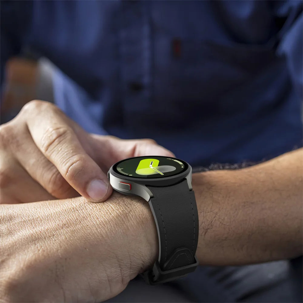 Silicone+Leather Strap for Samsung Galaxy Watch 7 6 5 4 FE 40mm 44mm No Gap Bracelet Band Watch 6 4 Classic 43/47mm 42/46mm Belt