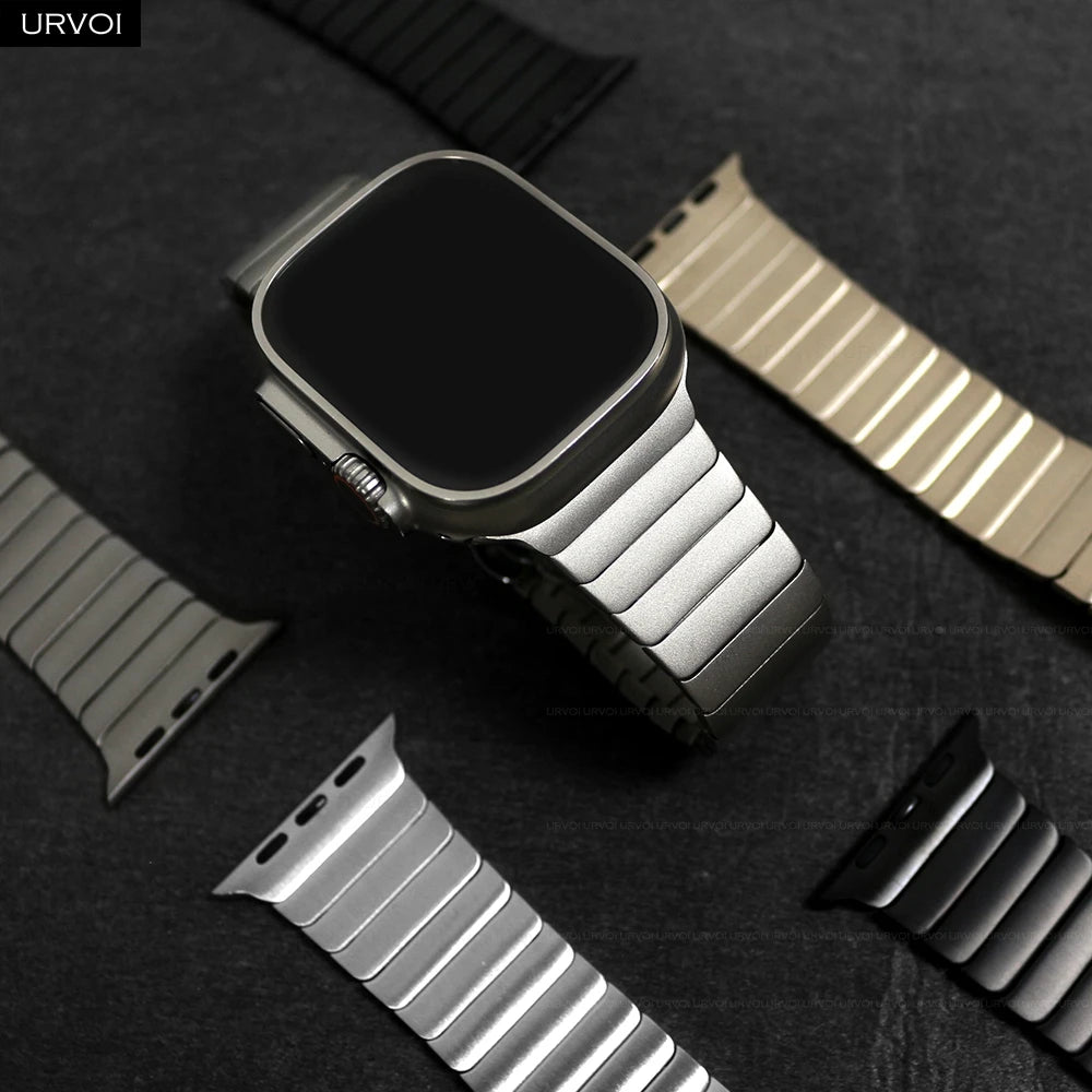 URVOI band for Apple Watch Ultra 3 2 Link band gen.1 3 stainless steel band butterfly clasp wristband for Apple Watch 45mm 46mm 49mm