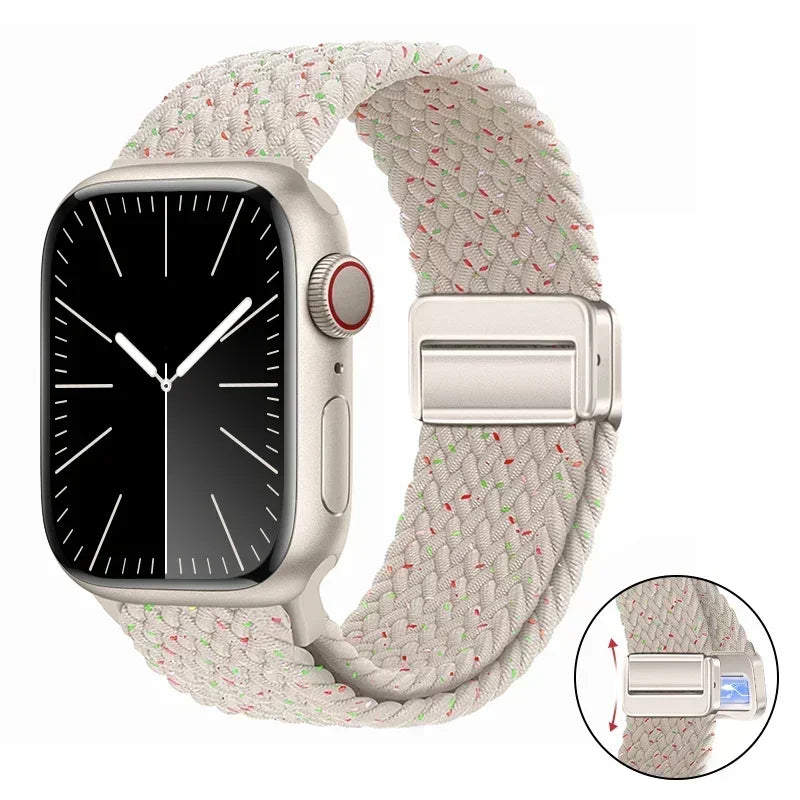 Magnetic Braided band For Apple Watch band 46mm 42mm 45mm 41mm 44mm 40mm Ultra 2 49mm Nylon band Apple Watch 10 9 8 7 6 5 4 SE