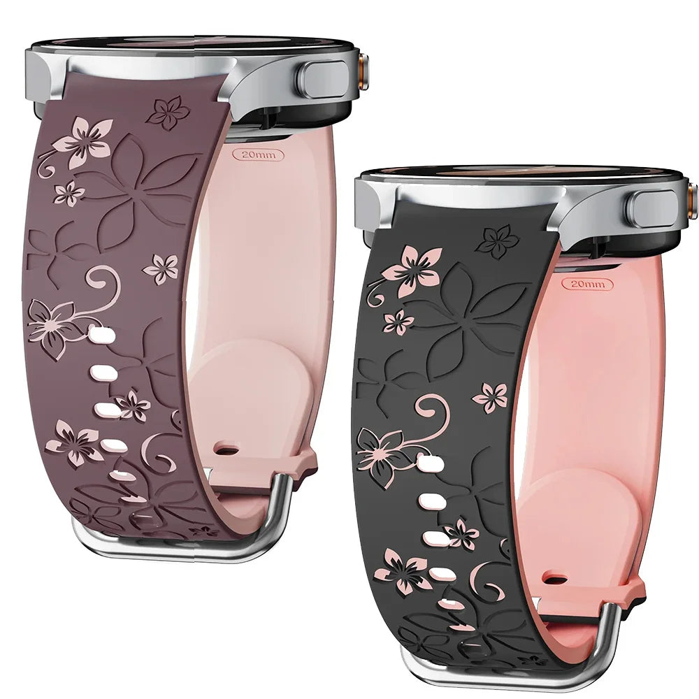 No Gaps Band for Samsung Galaxy Watch 7/5 Pro/4 6 Classic 40 44mm Engraved Silicone Sport Bracelet correa Galaxy Watch 7 Straps