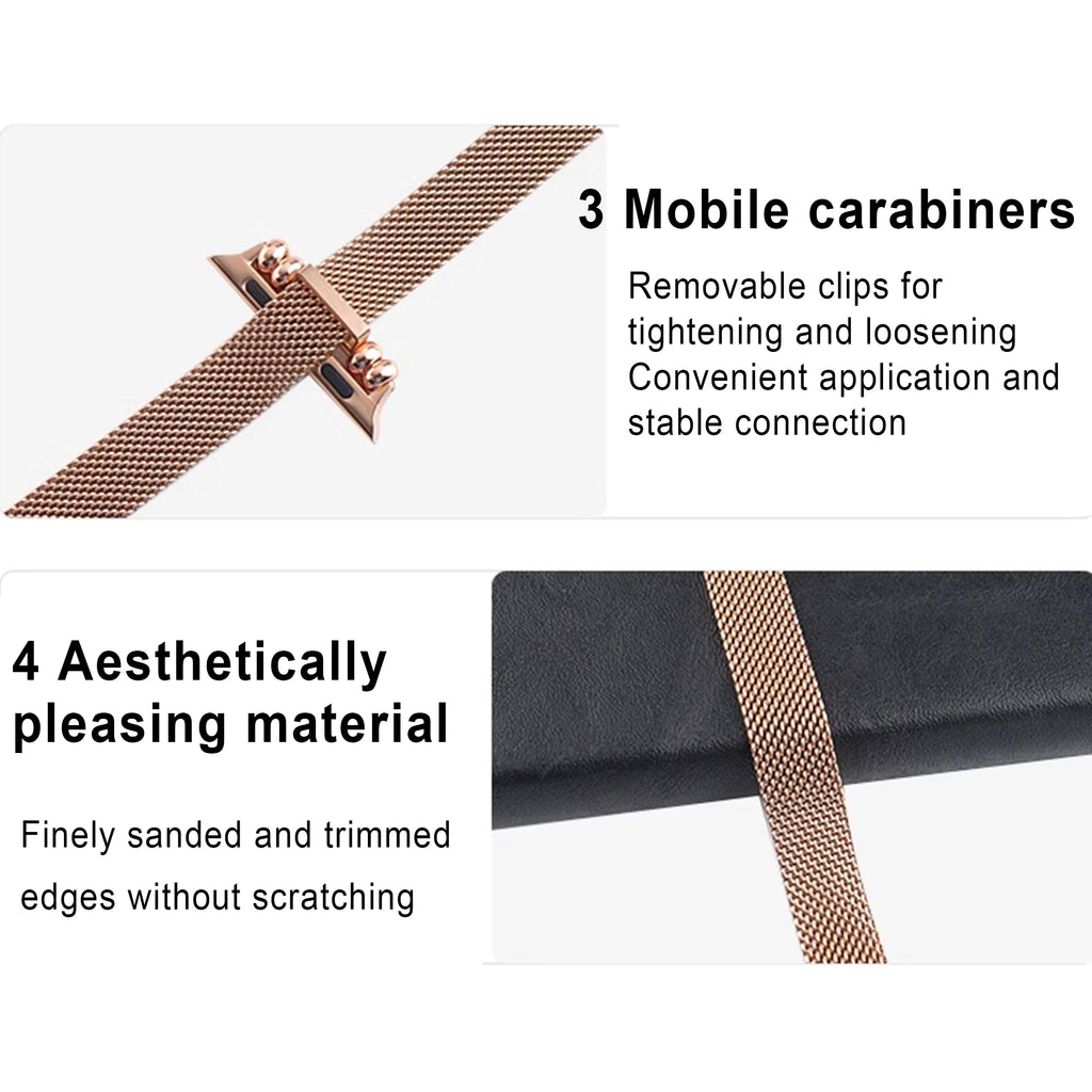 Metal Magnetic band Compatible for Apple Watch Stainless Steel Slim Milanese band Apple Watch Series Ultra 9 8 SE 7 6 5 4 3 2 1