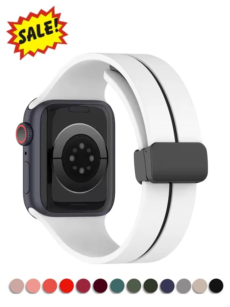 Magnetic band Apple Watch band 45mm 44mm 46mm 42mm 49mm 40mm 41mm Silicone correa band Apple Watch Series 10 9 8 7 6 5 SE Ultra 2