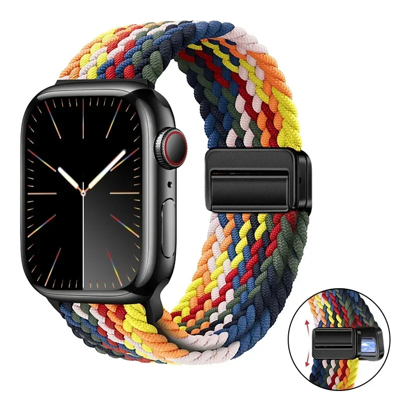 Magnetic Braided band For Apple Watch band 46mm 42mm 45mm 41mm 44mm 40mm Ultra 2 49mm Nylon band Apple Watch 10 9 8 7 6 5 4 SE
