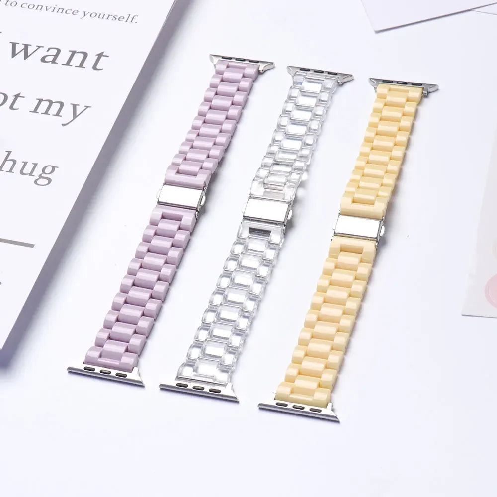 Resin Watch band for Apple Watch 44mm band 42mm 38mm correa watch band for Apple Watch Series 10 8 7 6 SE 5 4 40mm 41mm 45mm 49mm Ultra