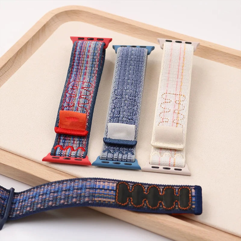 For Apple Watch band 49mm Series 11 10 9 8 7 6 5 4 SE Ultra 2 3 Stripe band 42mm 46mm 45mm 40mm 44mm 41mm Apple Watch Sport Nyon Loop