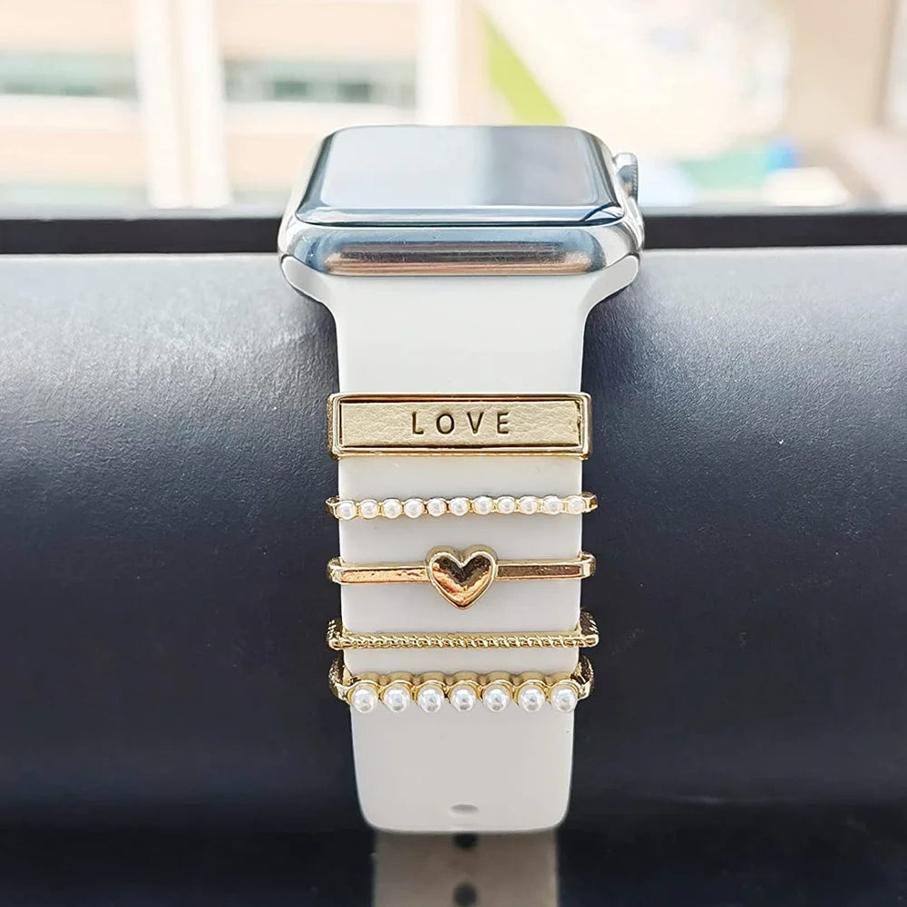 Decoration For Apple Watch band Series 8 7 6 5 4 SE 9 Accessories Diamond Jewelry Charms for Samsung Huawei watch fit 3 band