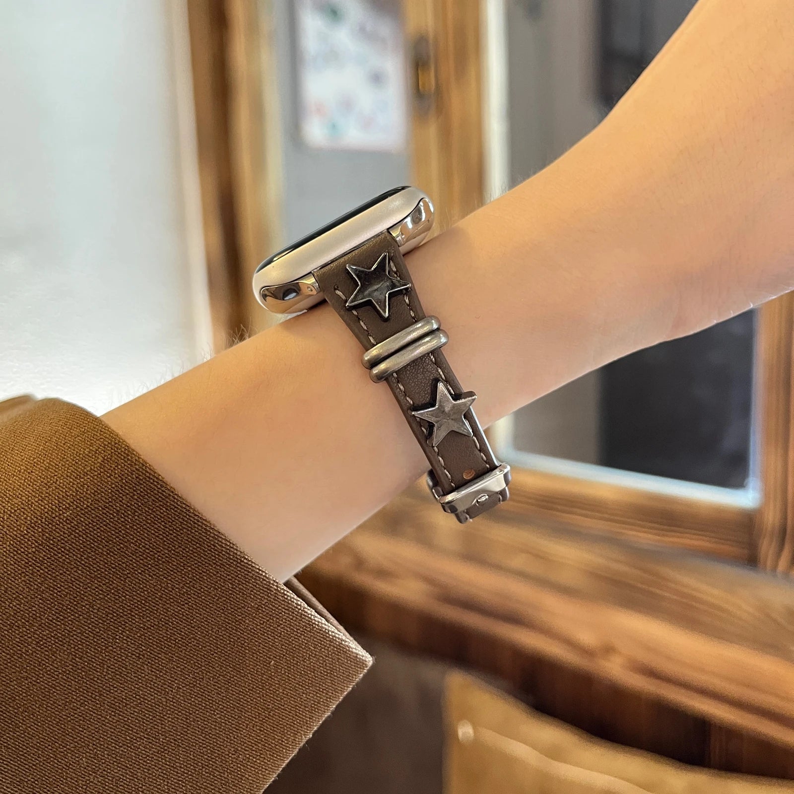 Slim star For Apple Watch band women Ultra 11 10 9 8 7 6 5 4 3 2 1 SE 38mm 40mm 41mm 42mm 44mm 45mm 46mm Leather Loop