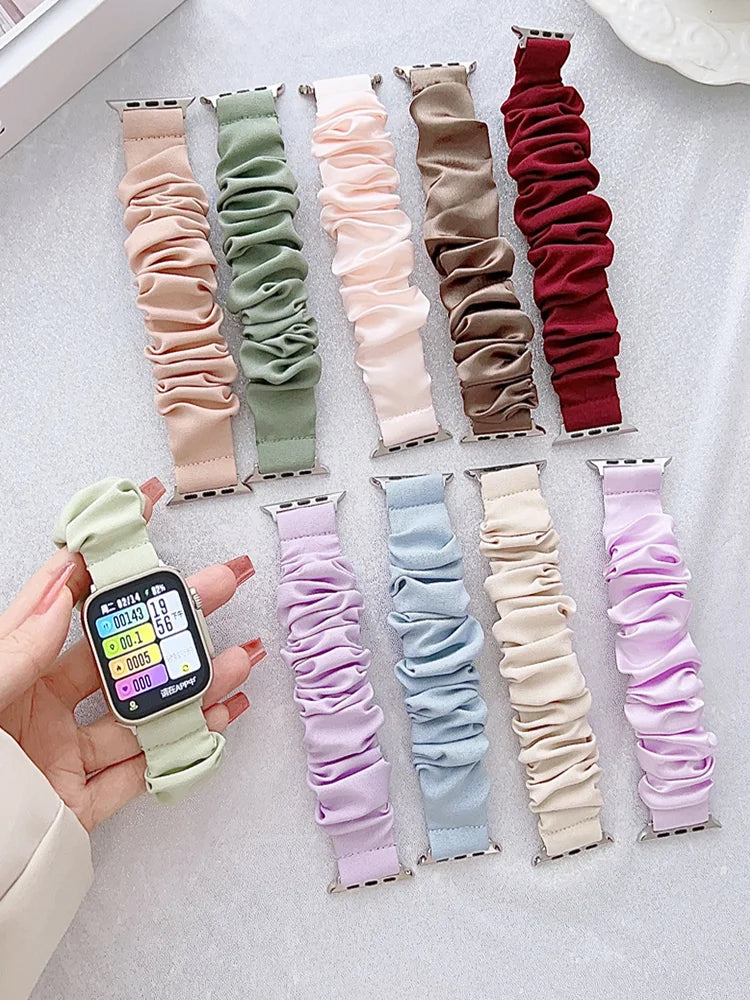Scrunchie band for Apple Watch Ultra band 49mm 45mm 41mm 44mm 40mm 38mm 42mm Elastic nylon band Apple Watch Series 8 7 6 5 4 3 SE