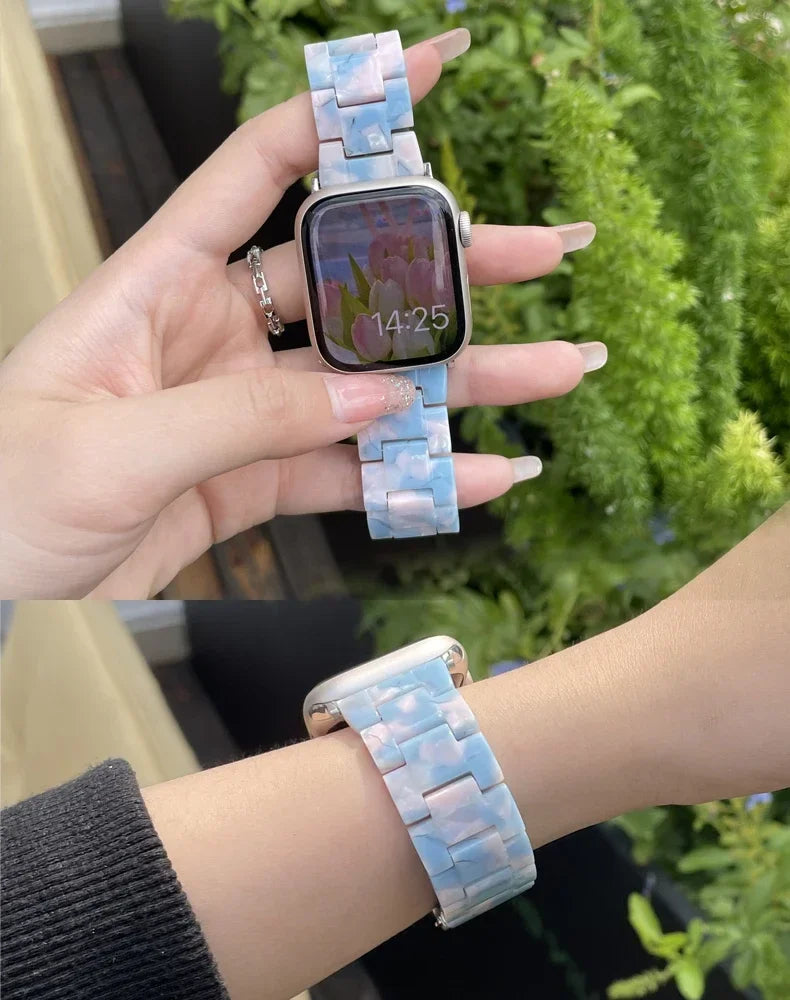 Resin band for Apple Watch band 44mm 40mm 45mm 49mm 38mm 42mm 41mm Fashion Wrist band for Apple Watch Series 8 7 6 5 4 3 2 1 Ultra 2