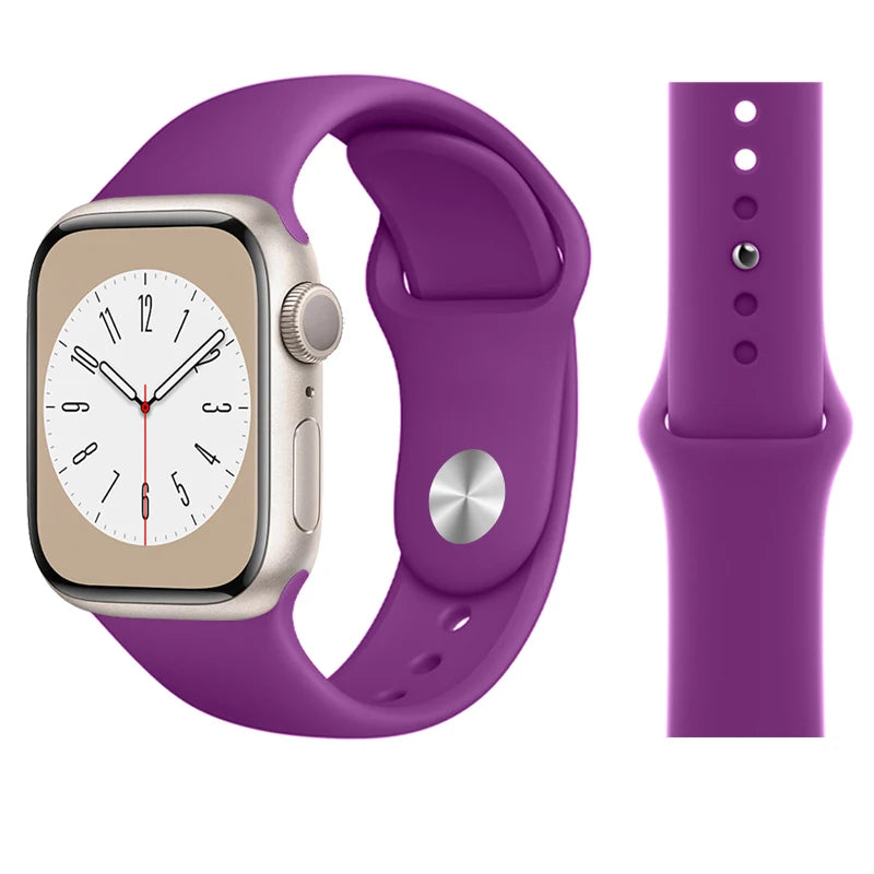 Silicone band For Apple Watch band 45mm 46mm 44mm 41mm 40mm 42mm Sport Correa band Apple Watch Series 11 10 SE 9 8 7 6 5 Ultra 3