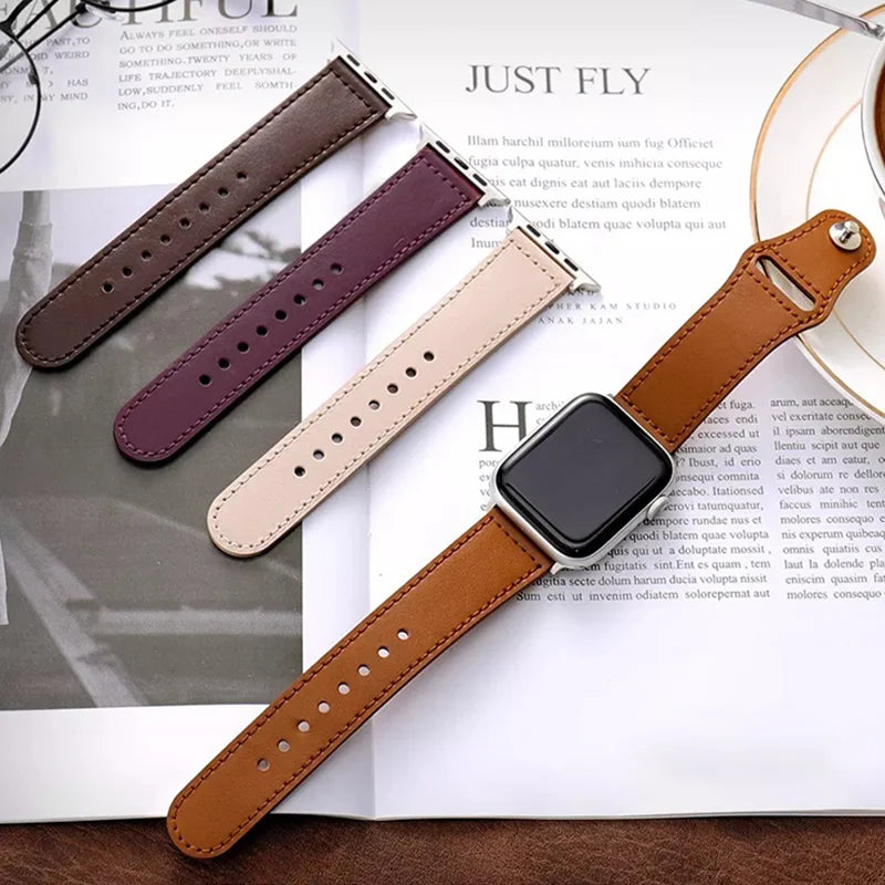 Leather band For Apple Watch 10 band 46mm 42mm 44mm 45mm 49mm 41mm 40mm correa band Apple Watch Series 8 9 3 4 5 6 SE 7 Ultra 2