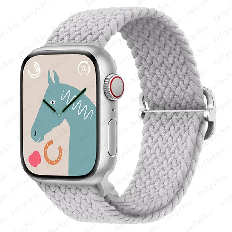 Braided Solo Loop band For Apple Watch Ultra 2 band 49mm 44mm 40mm 45mm 41mm 42mm 38mm band Apple Watch Series 9 8 7 6 SE 3