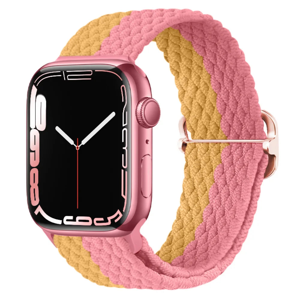 Braided Nylon band For Apple Watch Ultra 49mm 46mm 45mm 44mm 42mm 41mm 40mm Elastic band Apple Watch 11 10 9 8 7 SE 4 5 6 Belt