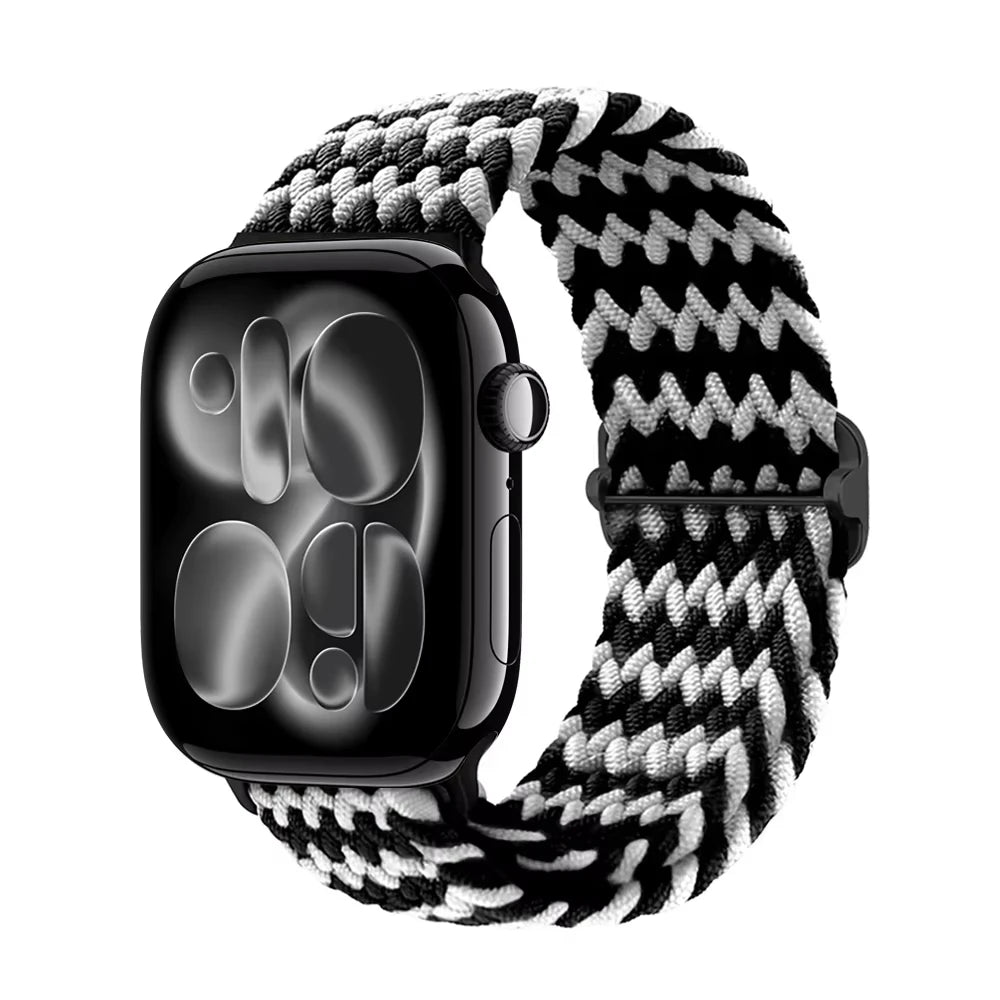 Braided band For Apple Watch band 44mm 45mm 49mm 46mm 40mm 41mm 38mm Elastic Adjustable Nylon band Apple Watch Series 11 10 9 8 SE 7 Ultra3