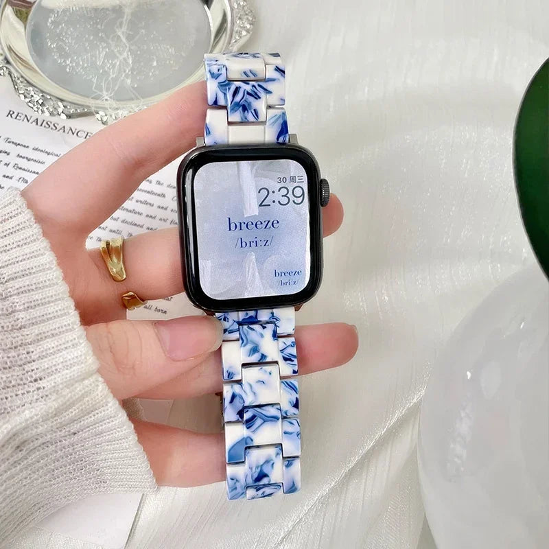 Resin band for Apple Watch band 44mm 40mm 45mm 49mm 38mm 42mm 41mm Fashion Wrist band for Apple Watch Series 8 7 6 5 4 3 2 1 Ultra 2