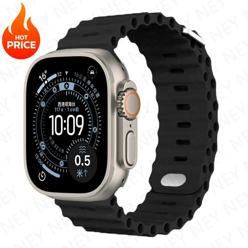 Ocean band For Apple Watch Ultra 2 3 band 49mm 9 8 7 45mm 41mm 44mm Silicone band Wristband Apple Watch S10 S11 46mm 42mm band