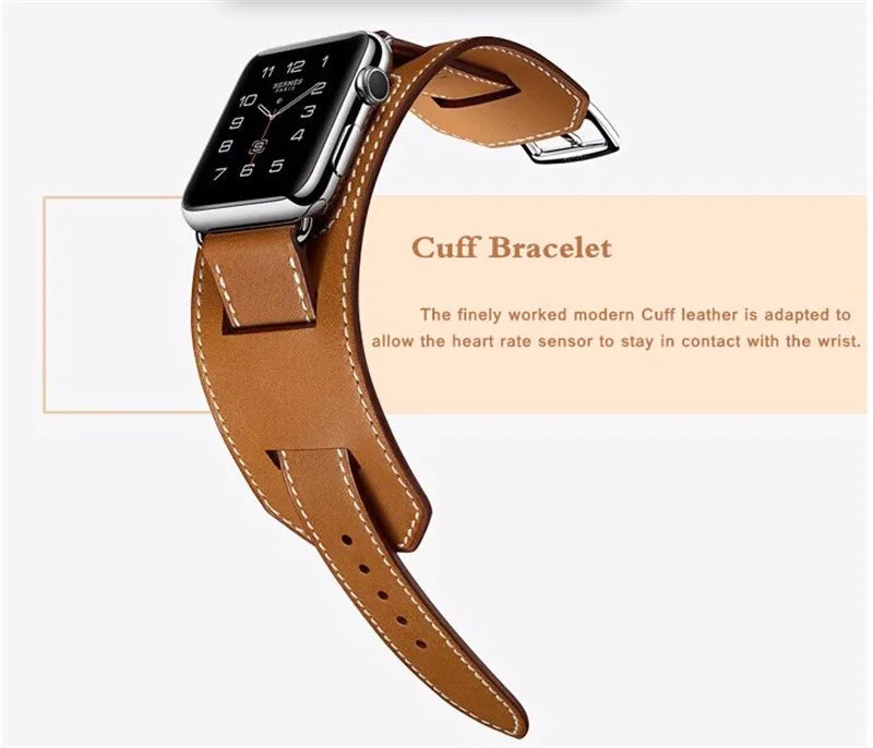 Cuff band for Apple Watch band 44mm 45mm 40mm 49mm 41mm 42mm 38mm Leather watch band Apple Watch Series 9 8 7 5 SE 6 Ultra 2 band