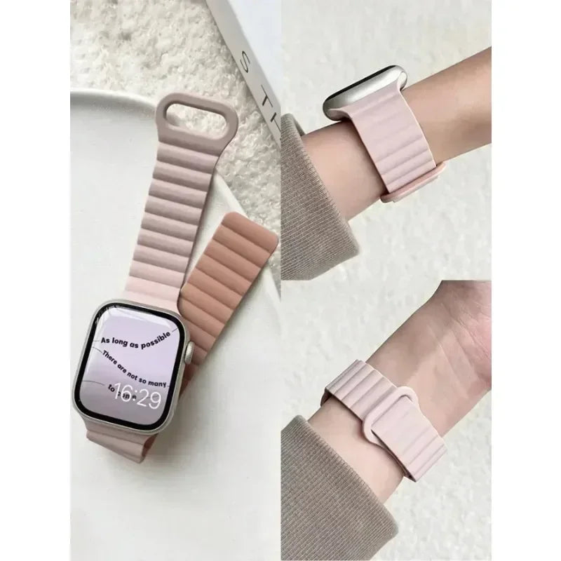 Magnetic band For Apple Watch band 45mm 38mm 49mm 40mm 42mm 41mm Silicone Sport band Apple Watch Series Ultra 10 9 6 5 7 8 SE 44mm