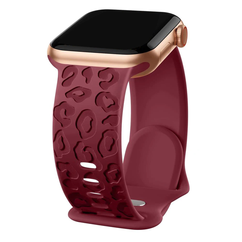 Engraved Leopard band For Apple Watch Ultra 2 3 band 49mm 44mm 41mm 40mm 45mm 38mm Silicone band Apple Watch Series 98765SE 10 11 46mm 42mm
