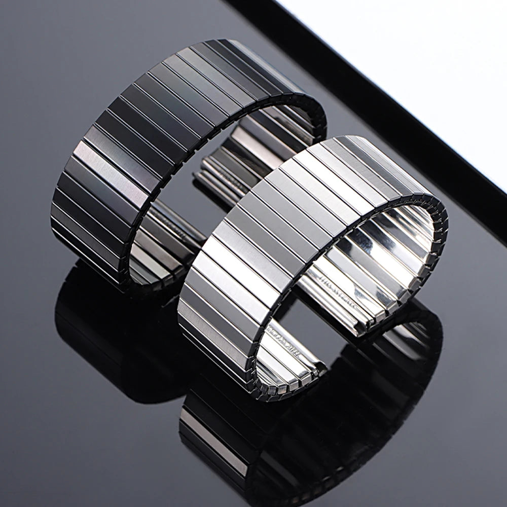 18mm 20mm 22mm Stainless Steel Elastic Stretch Strap for Huawei for Samsung Galaxy Smart Watch Band Metal Expansion Wristband