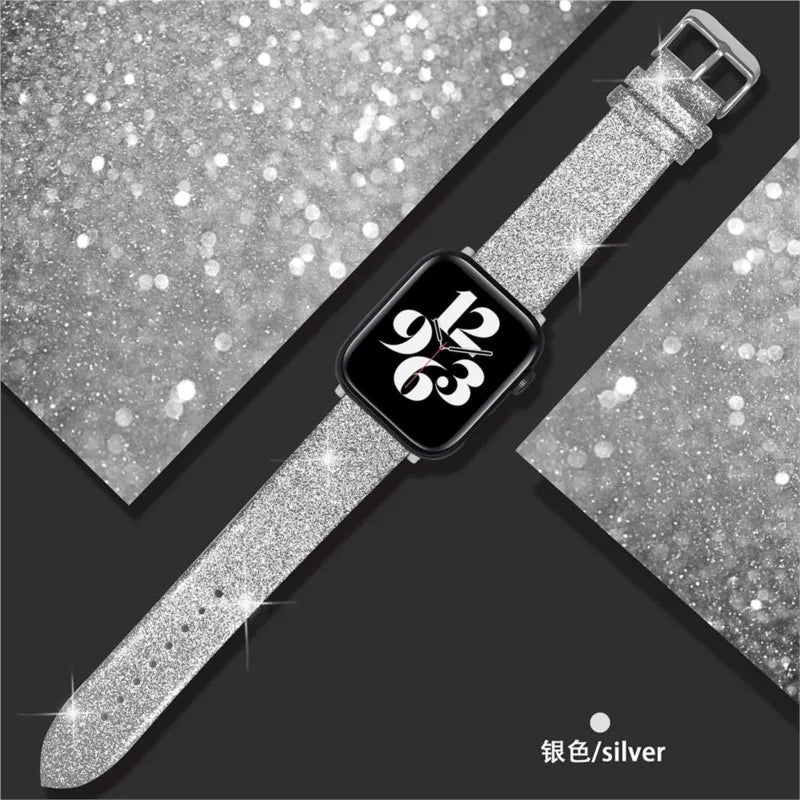 Leather band for Apple Watch band Ultra 49mm 38mm 40mm Women 42mm 44mm 41mm 45mm Glitter band i Watch Series 7 8 6 5 4 3 2