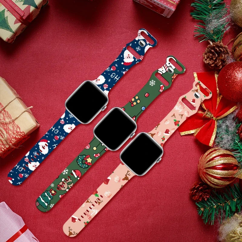 Christmas band for Apple Watch band 40mm 41mm 42mm 44mm 45mm 49mm 46mm Silicone Sport band Apple Watch Ultra 10 9 8 7 6 5 4 3 SE