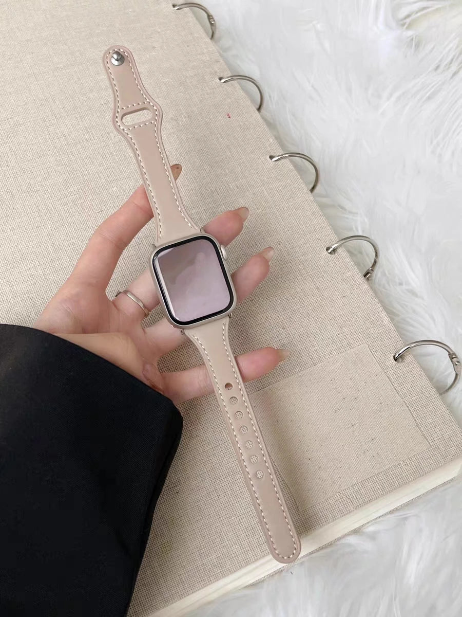 For Apple Watch band women Ultra 11 10 9 8 7 6 5 4 3 2 1 SE 38mm 40mm 41mm 42mm 44mm 45mm 46mm Leather Loop