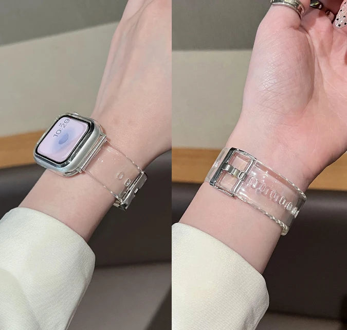 Silicone band For Apple Watch band 49mm 46mm 42mm 40mm 42mm 45mm 41mm 44mm 38mm Glacier Jelly Clear band For Apple Watch Series 10 9 8 Ultra