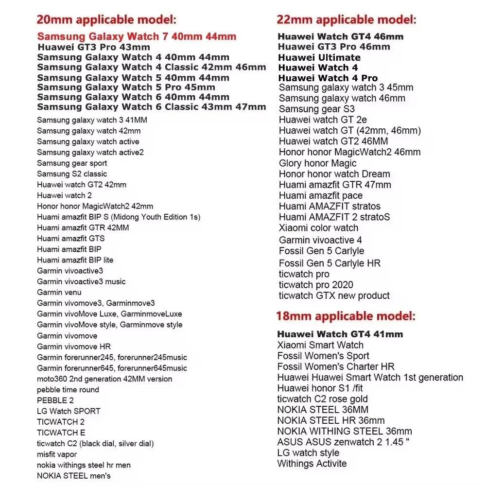 Samsung Galaxy Watch 7 6 5 4 44 40mm 6Classic 43/47mm GearS3 Bracelet 20mm 22mm Silicone Strap for Huawei 3 4Pro GT3/2e Band