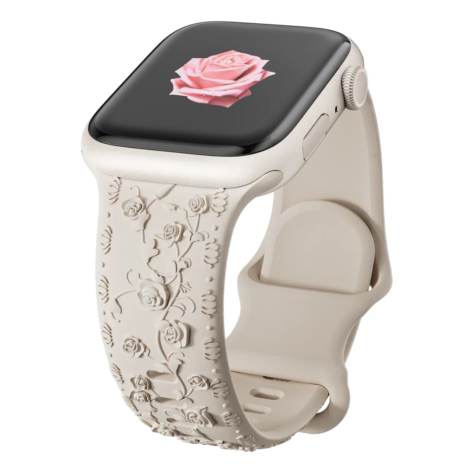 Engraved band for Apple Watch band 46mm 44mm 40mm 49mm 45mm 41mm 42mm Floral Silicone Correas Apple Watch Ultra 2 Series 10 9 8 7 6 SE 5