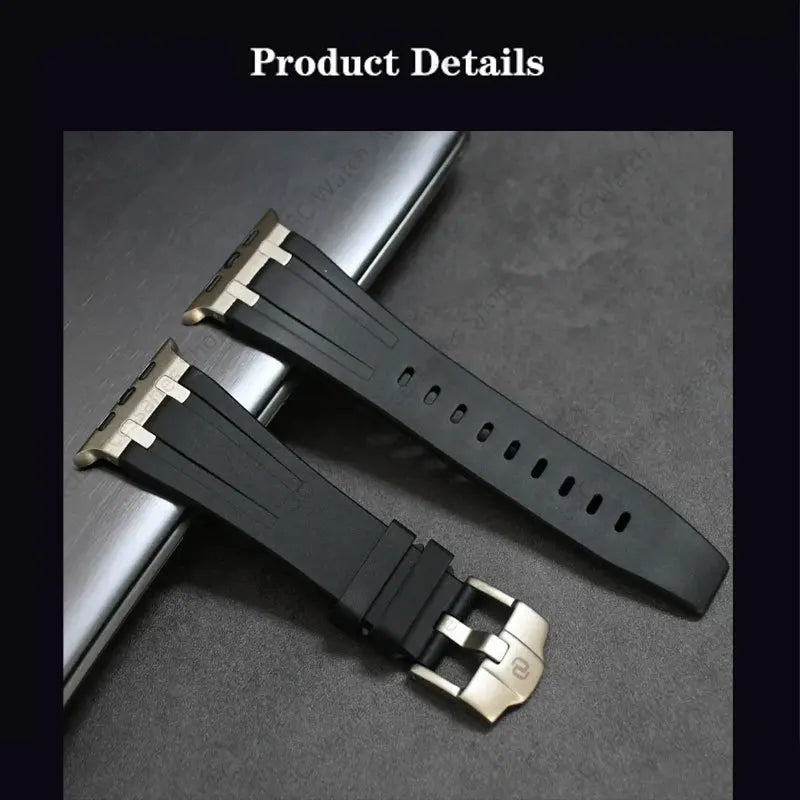 Titanium Color metal Head Silicone band for Apple Watch Ultra 2 49mm 45mm 44mm 42mm Rubber band for Apple Watch Series 9 8 7 6 5 4 SE 3