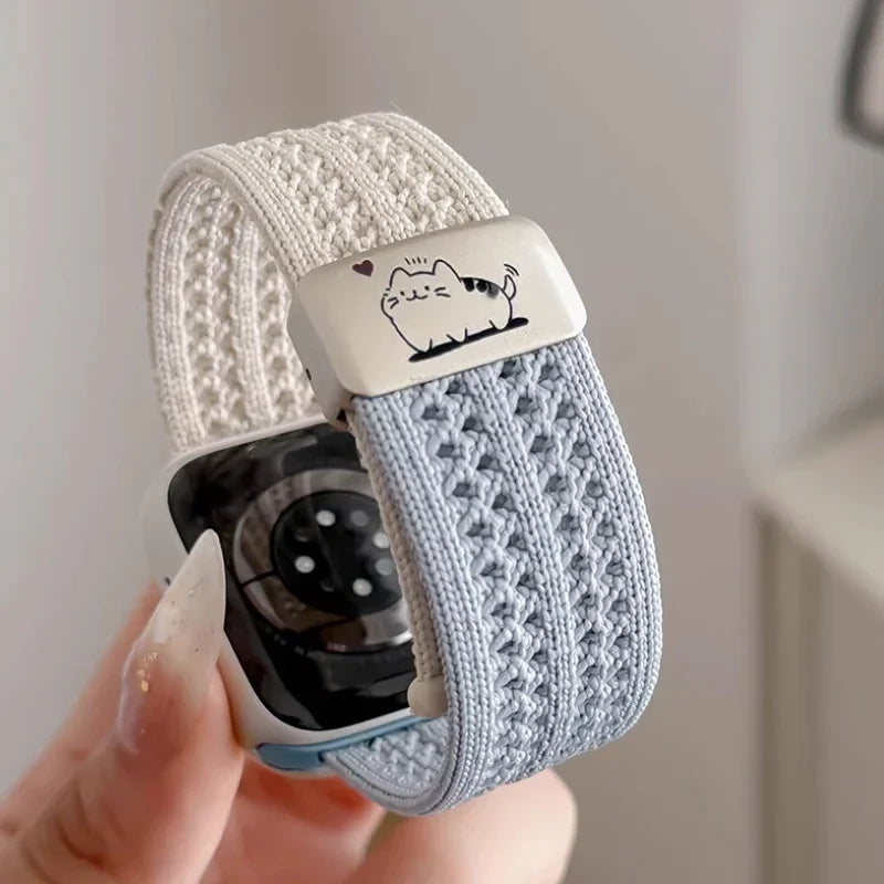 Braided band For Apple Watch band 44mm 40mm 45mm 46mm 49mm 41mm 38mm Magnetic Nylon band Apple Watch Series SE 7 6 8 9 10 Ultra 2