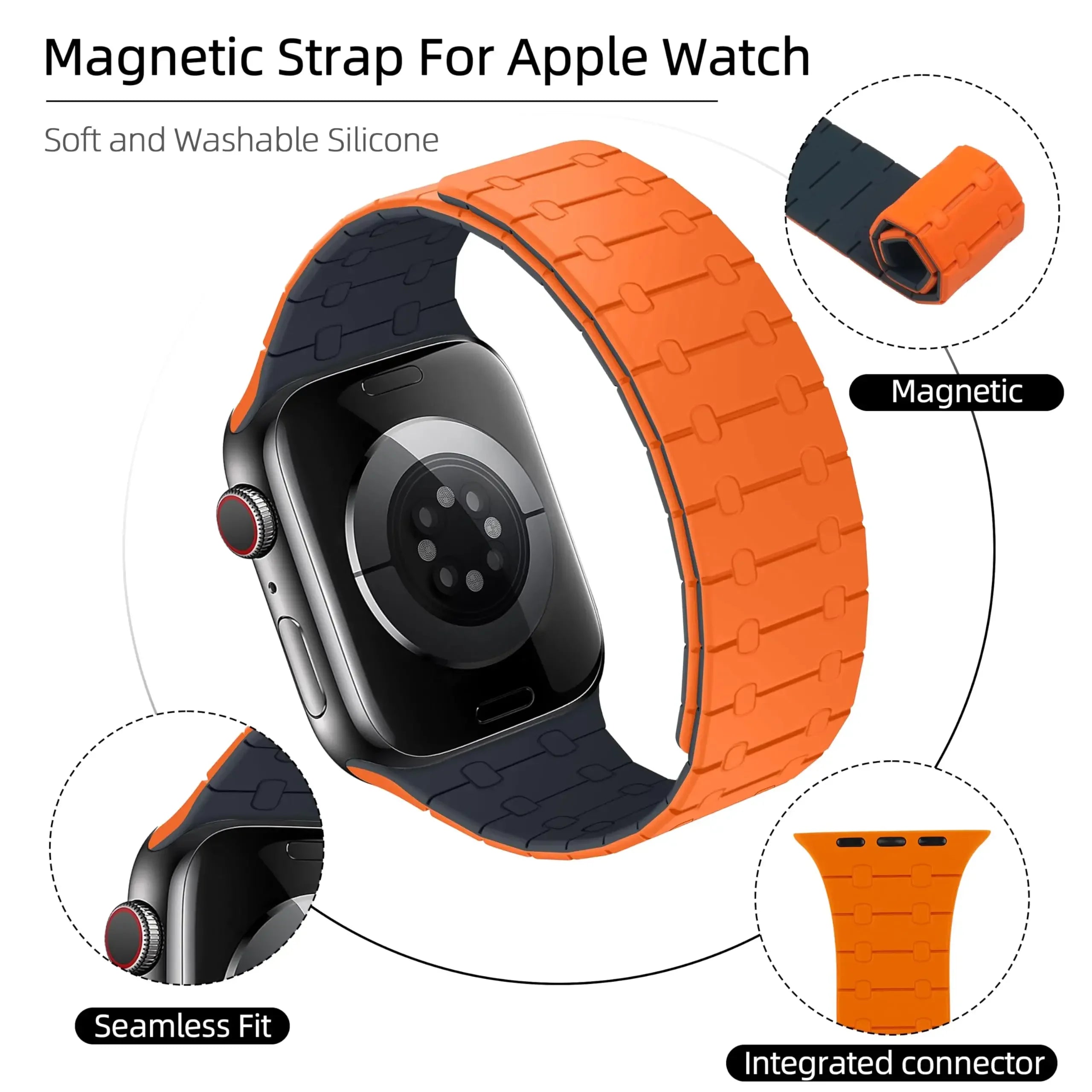 Magnetic Silicone band for Apple Watch band Ultra 3 49mm 44mm 40mm 42mm 46mm 45mm band For Apple Watch Series11 10 9 8 7 6 SE 5 4 38mm