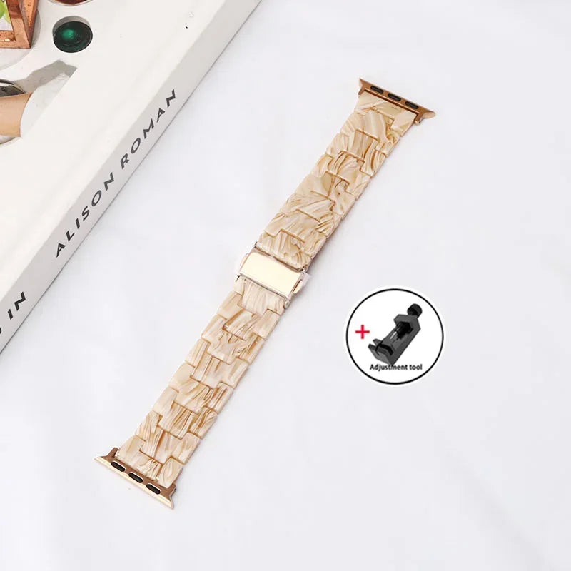 Luxury Resin band for Apple Watch Ultra 2 band 49mm 45mm 41mm 40mm 44mm 38mm 42mm Link band Apple Watch Series 9 7 8 6 SE 5 4 3