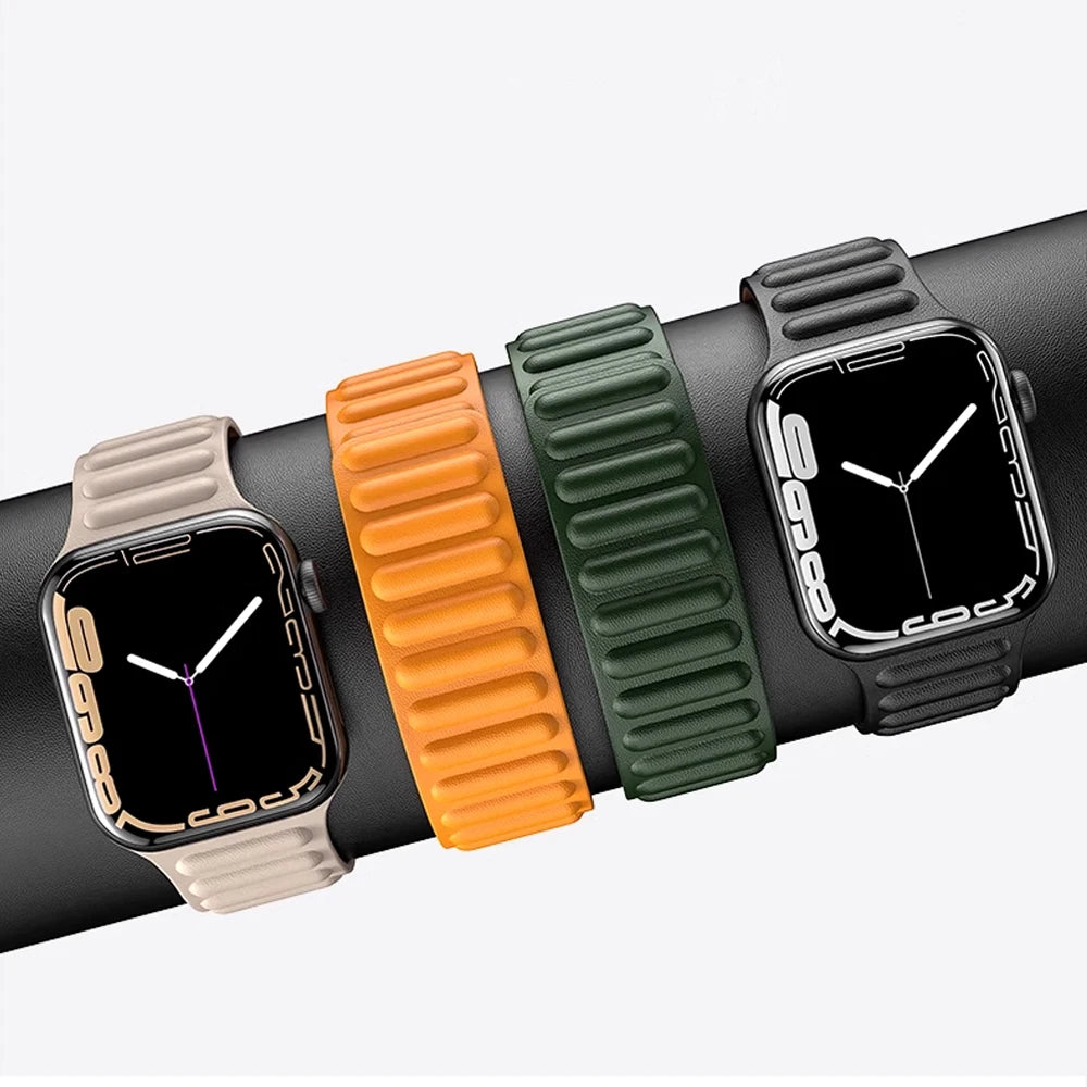 Leather band for Apple Watch band 49mm 46mm 42mm 41mm 44mm Original Magnetic Loop Link band Apple Watch 10 9 8 7 SE Ultar2 band