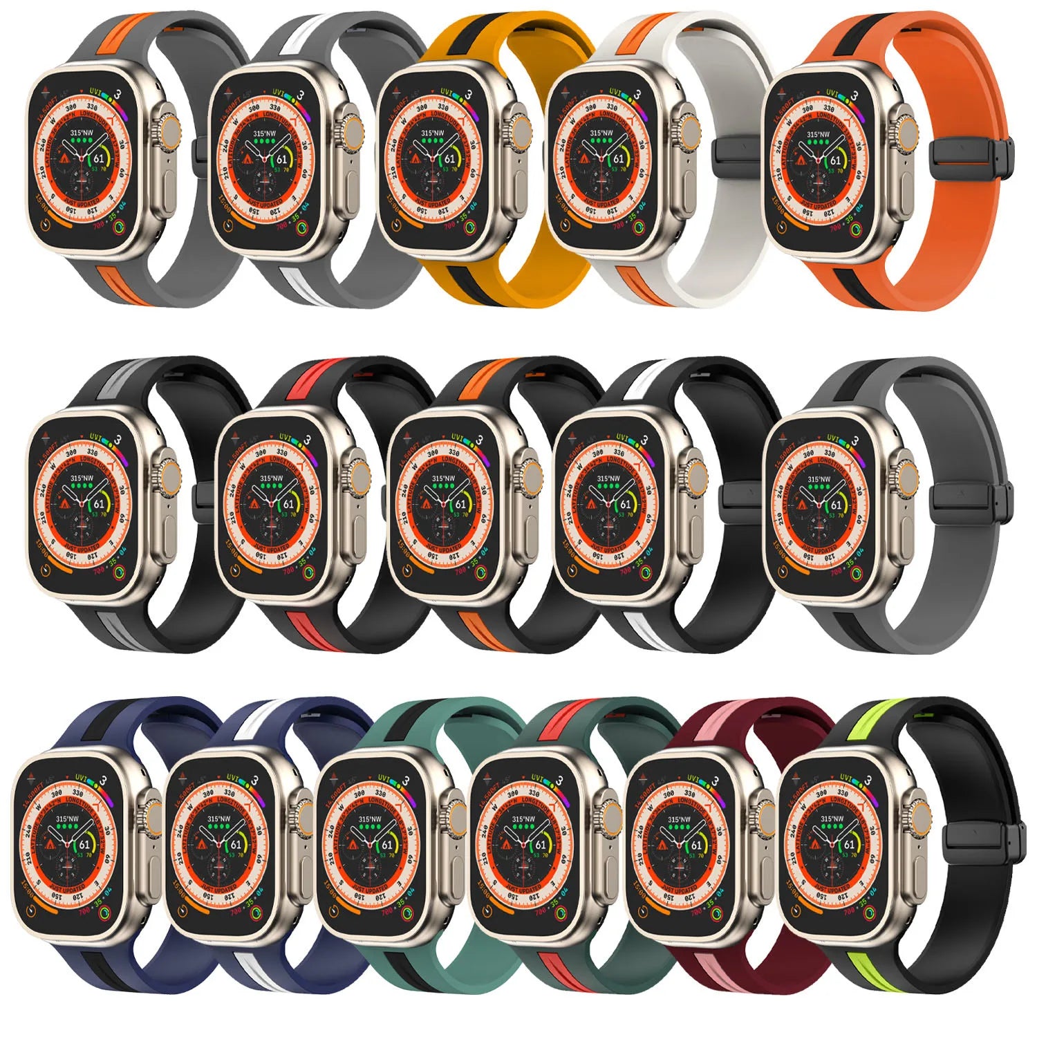 Magnetic buckle band For Apple Watch Ultra 2 band 49mm 44mm 40mm 45mm 41mm 38mm Silicone band Apple Watch Series 7 3 6 5 SE 8 9