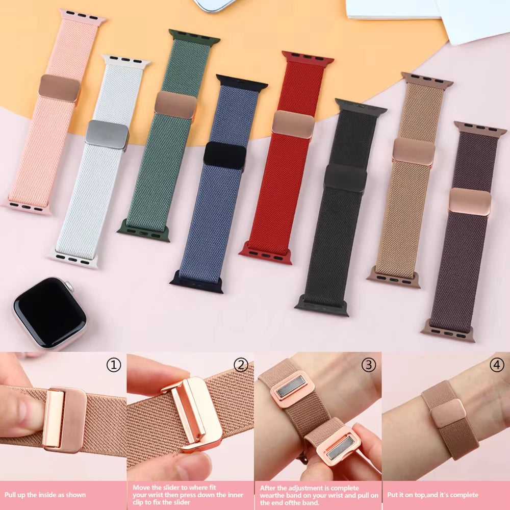 Magnetic band For Apple Watch band 11 42mm 46mm 44mm 40mm 41mm 45mm 49mm Elastic band Apple Watch Series Ultra 3 2 9 8 SE 3 10