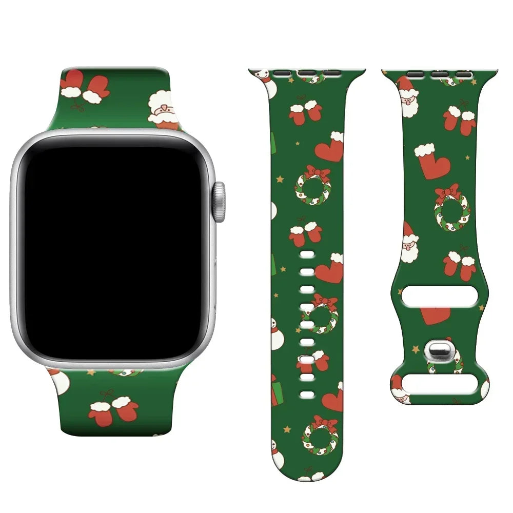 Christmas band for Apple Watch band 40mm 41mm 42mm 44mm 45mm 49mm 46mm Silicone Sport band Apple Watch Ultra 10 9 8 7 6 5 4 3 SE