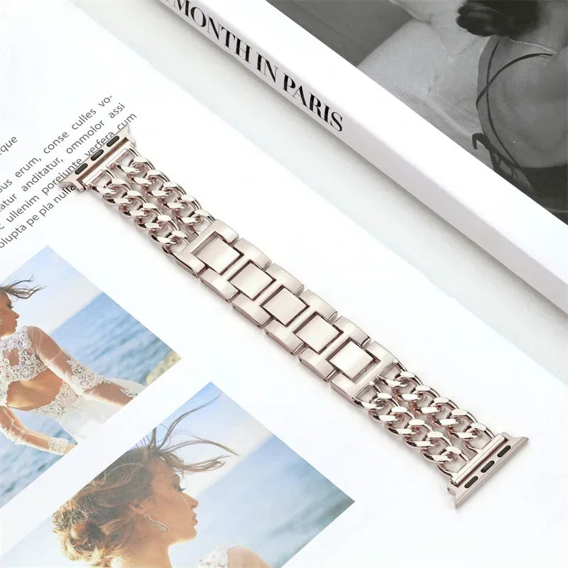 Link band for Apple Watch band Ultra 2 49mm 40mm 44mm 41mm 45mm metal Stainless steel Apple Watch band Series 9 8 7 SE 6 5 4 3