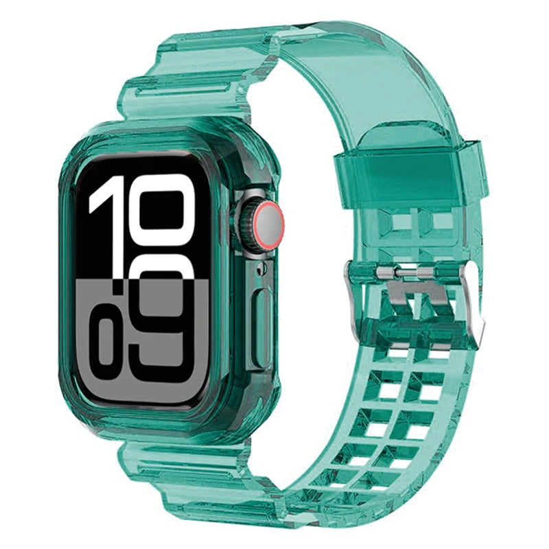 TPU Case+band for Apple Watch band 46mm 42mm 45mm 44mm 40mm 41mm Rubber Cover+band correa Apple Watch Series 10 9 8 7 6 5 4 3 SE
