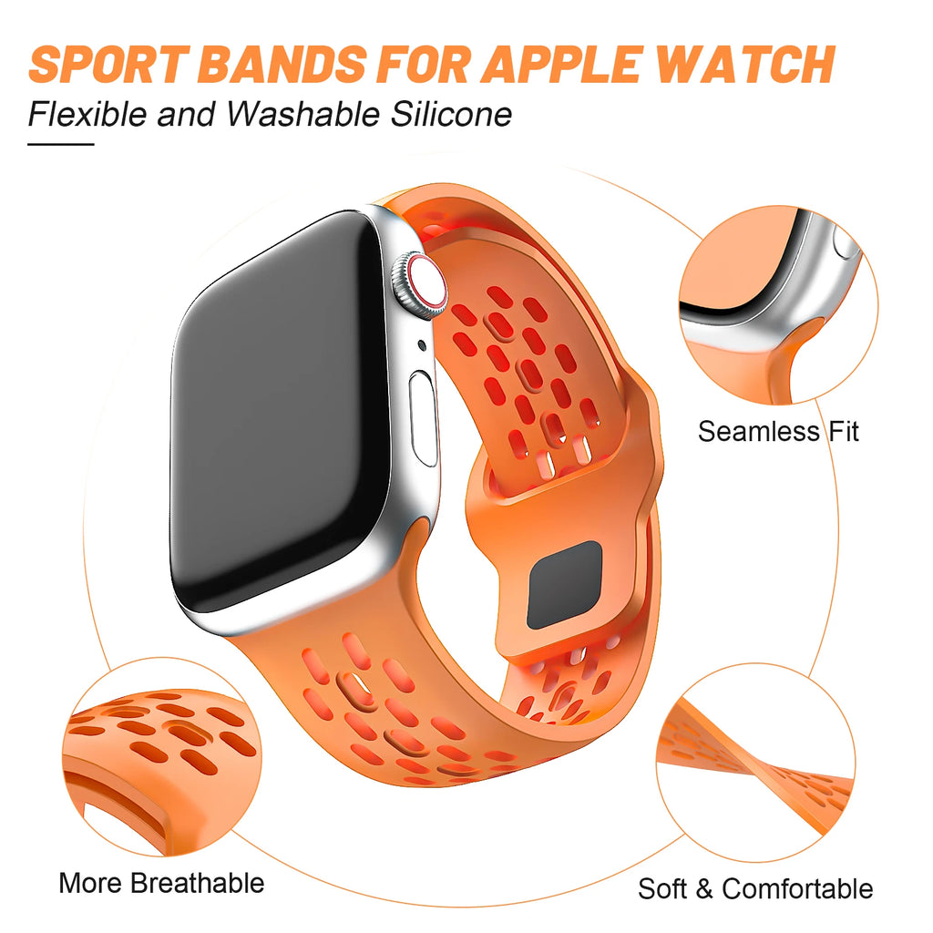 Sport Silicone For Apple Watch band 44mm 45mm 49mm 40mm 41mm 38mm 45mm correa band Apple Watch Series 9 8 7 6 5 SE Ultra 2 band