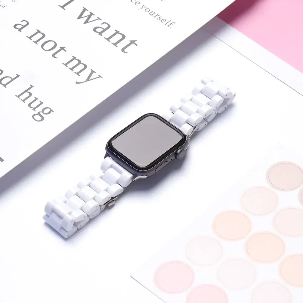 Resin Watch band for Apple Watch 44mm band 42mm 38mm correa watch band for Apple Watch Series 10 8 7 6 SE 5 4 40mm 41mm 45mm 49mm Ultra