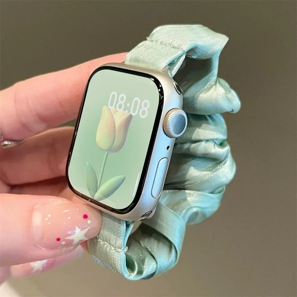 Compatible for Apple Watch band Scrunchie 38mm 40mm 41mm 42mm 44mm 45mm Cute Elastic Solo Loop band Women band